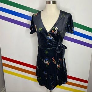 NEW Urban Outfitters Velvet Floral Wrap Mini dress size XS